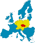 mapa Evropy (vyznaena esk republika, Slovensko, Polsko, Slovinsko, Nmecko, Rakousko, vcarsko, Nizozemsko, Belgie)
